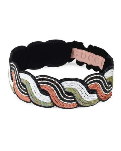 Gucci Multicolored Sequin Headband In Red/light Green