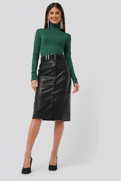 Chloé Pu Button Midi Skirt Black