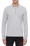 Allsaints Reform Slim Fit Long Sleeve Polo Shirt In Grey Marl