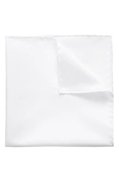Eton Solid Cotton Pocket Square In White