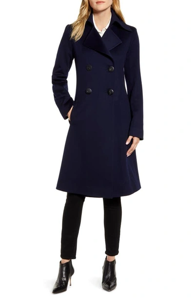 Fleurette Notch-collar Double-breasted Wool Coat In Midnight