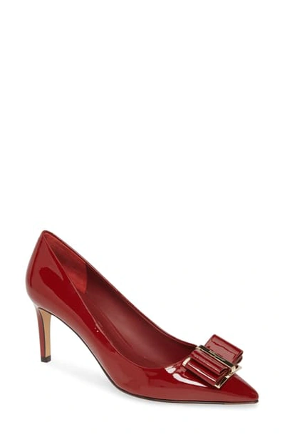 Ferragamo Women's Patent Leather Double-bow Pumps In Red