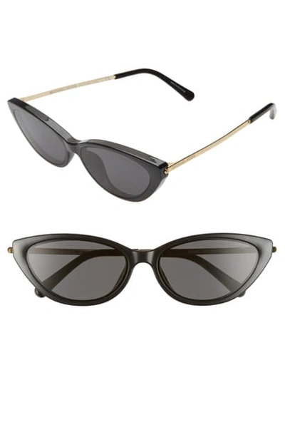 Michael Kors 57mm Flat Front Cat Eye Sunglasses In Black/ Black Solid