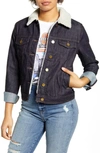 ARTICLES OF SOCIETY LIZ FLEECE LINED DENIM JACKET,7015RQT-480