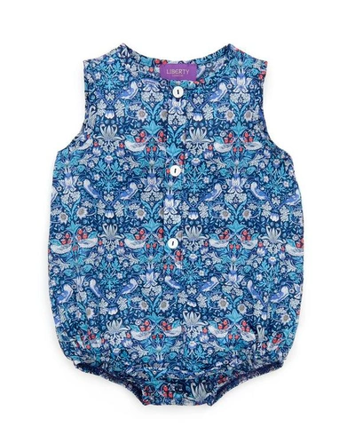Liberty London Strawberry Thief Button-up Romper 3-24 Months In Blue