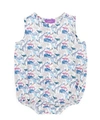 Liberty London Queue For The Zoo Button-up Romper 3-24 Months In Blue