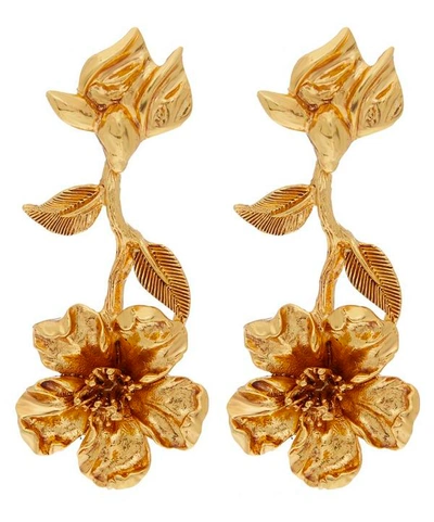 Oscar De La Renta Gold-tone Flower Drop Earrings