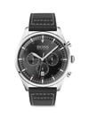HUGO BOSS Pioneer Stainless Steel & Leather-Strap Chronograph Watch