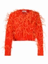 VALENTINO FEATHERED CROP SWEATER,A702165D-1DB8-2315-6F7B-C17A19802D48