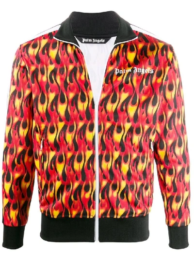 Palm Angels Flame-print Track Jacket In Red,yellow,black