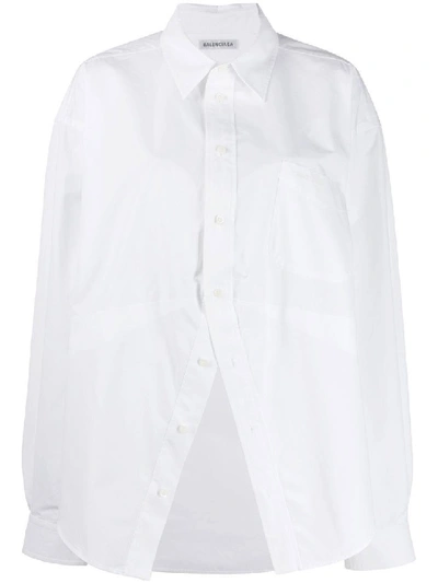 Balenciaga Deconstructed Over-sized Shirt In White