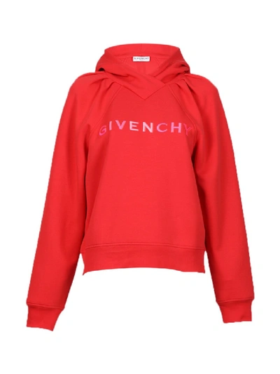 Givenchy Logo Block Hoodie, Red