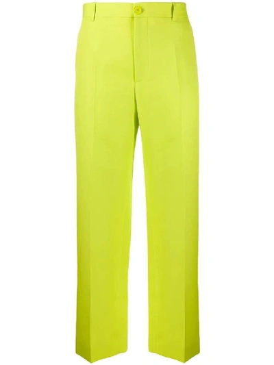 Balenciaga Tech Twill Cropped Pants In Yellow