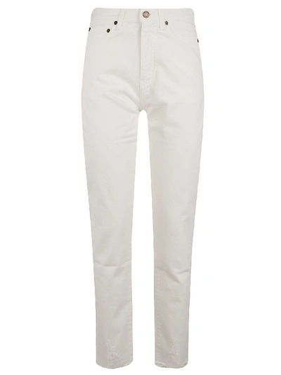 Saint Laurent Long Fitted Jeans In Vintage White