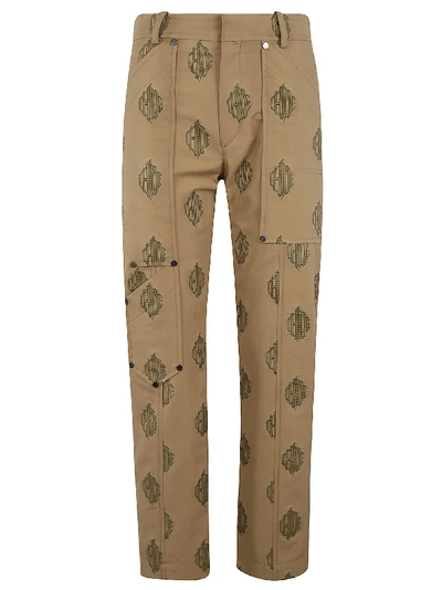 Chloé Logo Embroidered Straight-leg Trousers In Chestnut Cream