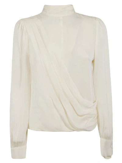 Michael Kors Round Neck Back Zipped Blouse In White