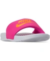 Nike Women's Benassi Jdi Swoosh Slide Sandals From Finish Line In White/laser Orange-laser