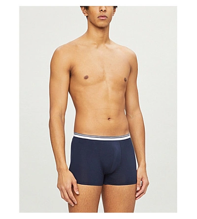 Zimmerli Pure Comfort Classic-fit Stretch-cotton Trunks In Navy
