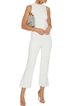 CUSHNIE CROPPED CREPE FLARED PANTS,3074457345621812994