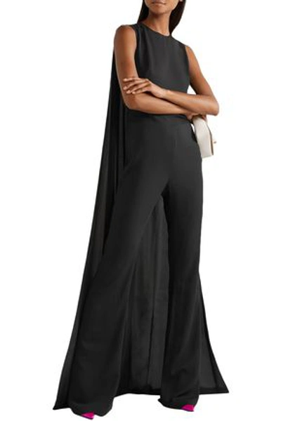 Tom Ford Cape-effect Silk-georgette Jumpsuit In Black