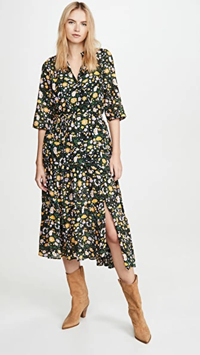 Apiece Apart Agata Floral-print Tiered Cotton Dress In Green