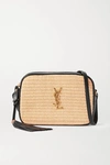 SAINT LAURENT LOU LEATHER AND RAFFIA SHOULDER BAG