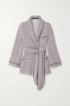 SLEEPING WITH JACQUES THE BON VIVANT BELTED PIPED VELVET ROBE