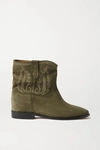 ISABEL MARANT CRISI EMBROIDERED SUEDE ANKLE BOOTS