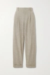 ISABEL MARANT ÉTOILE LOWEA CHECKED COTTON AND LINEN-BLEND TAPERED PANTS