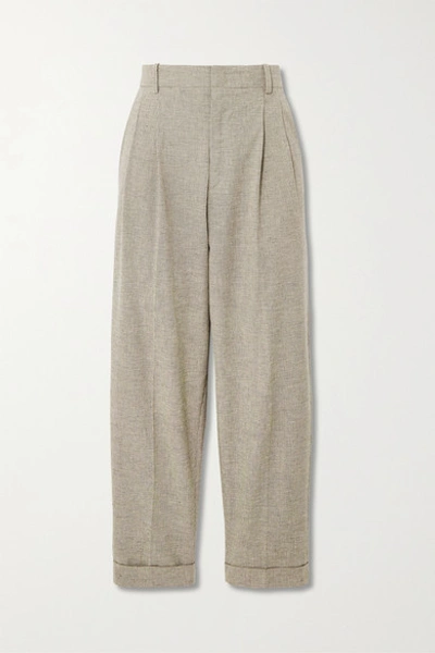 Isabel Marant Étoile Lowea Checked Cotton And Linen-blend Tapered Pants In Pastel Yellow