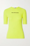 BALENCIAGA Printed neon stretch-jersey T-shirt