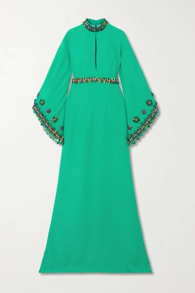 Andrew Gn Embellished Crepe Gown In Green