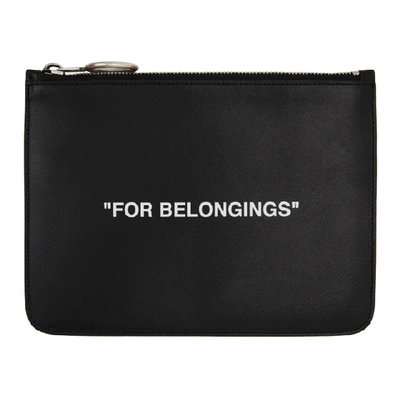 Off-white Quote Flat Pouch In Black