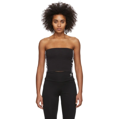 Adidas Originals 3-stripes Stretch Cotton Tube Top In Black/ White