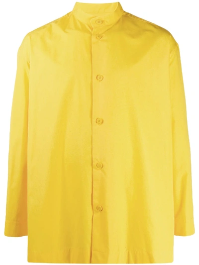 Issey Miyake Mandarin Collar Shirt In Yellow
