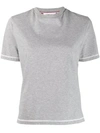 THOM BROWNE CONTRAST-STITCH LOGO-PATCH T-SHIRT