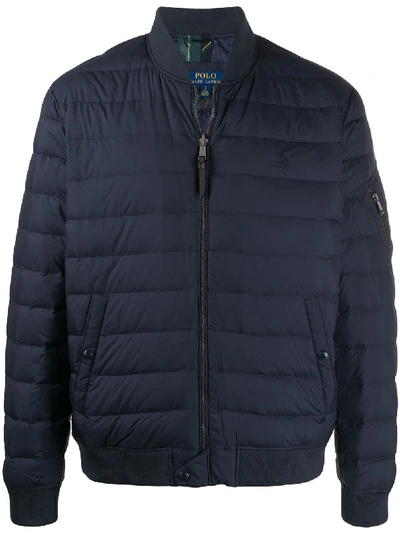 Polo Ralph Lauren Navy Quilted Shell Bomber Jacket In Blue