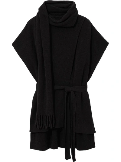 Proenza Schouler Draped Shortsleeved Knitted Top In Black