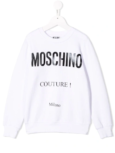 Moschino Teen  Couture印花套头衫 In White