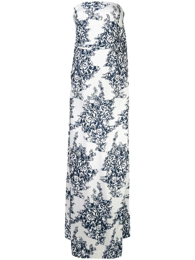 Oscar De La Renta Floral Fil Coupé Column Gown In White