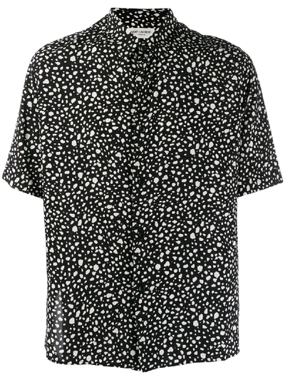 Saint Laurent S/s Leopard Print Viscose Shirt In Black