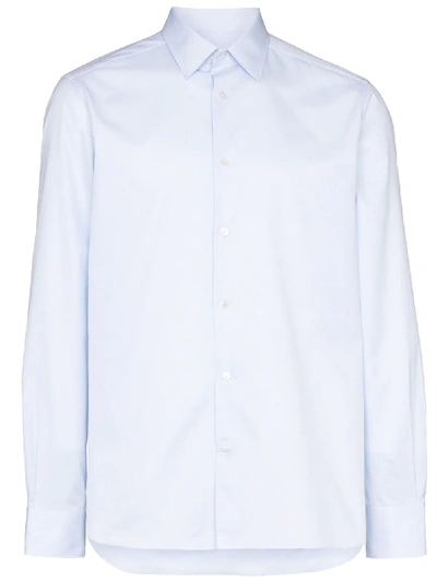Ermenegildo Zegna Abstract-print Long-sleeve Shirt In Blue