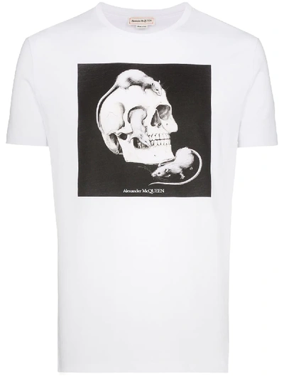 Alexander Mcqueen Rat Skull Print T-shirt In White