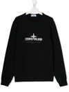 Stone Island Junior Teen Logo印花套头衫 In Black