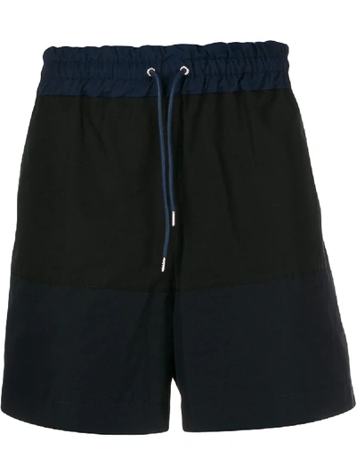 Sacai Contrast Drawstring Shorts In 黑色