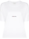 Saint Laurent Basic White T-shirt With Miiddle Logo Print In Cotton Woman In White