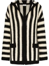 Saint Laurent Striped Hooded Cardigan In 黑色