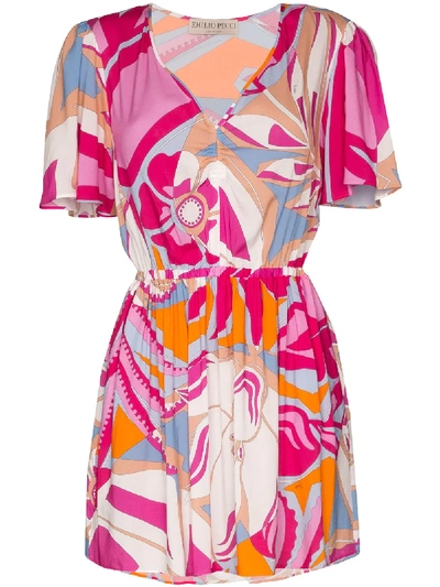 Pucci Abstract Print Short Dress In Pink