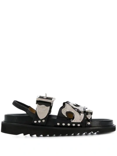 Toga Pulla Metal-embellished Leather Sandals In Black