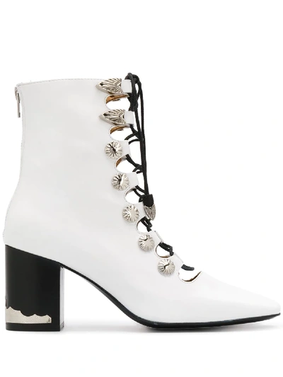 Toga Lace-up Ankle Boots In White